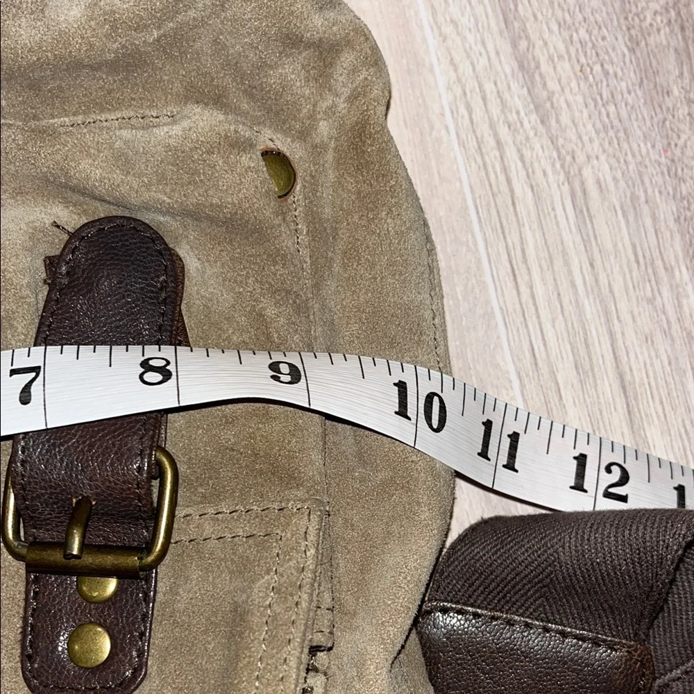 Mi Mu olive green/beige suede unisex Messenger Bag